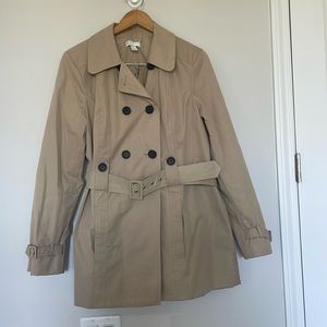 Loft Belted Short Spring Trench Coat Sz 12 EUC
